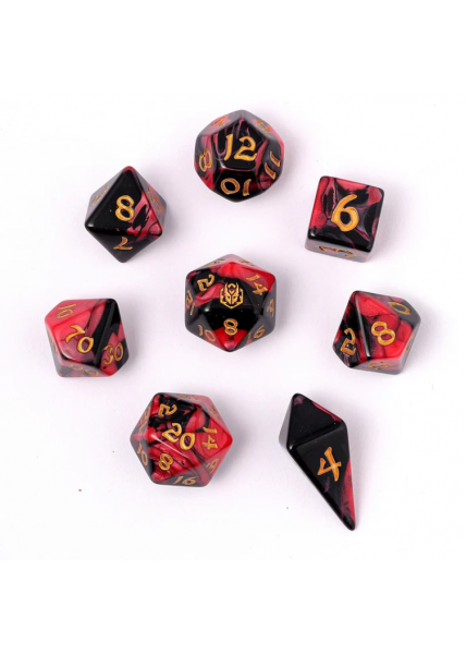 Wyrmforged Rollers Rounded Edge 8pc Dice Set - Blood Pact